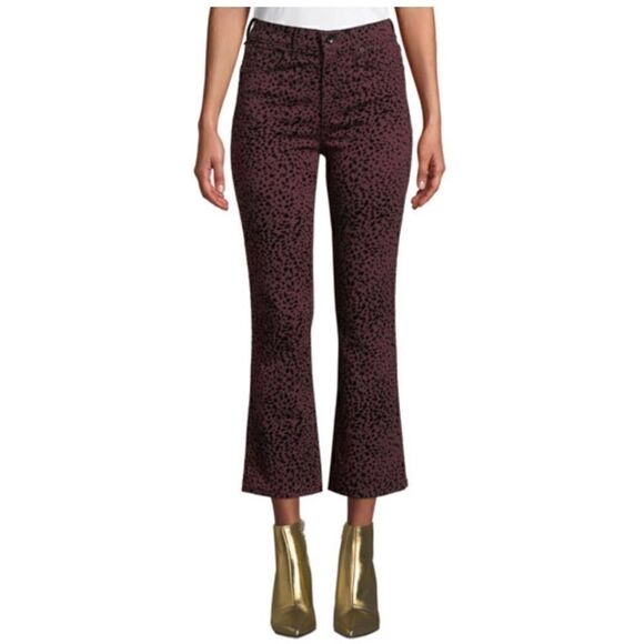 NWT Rag & Bone Burgundy Hana Cheetah Bootcut Jeans - Picture 1 of 8